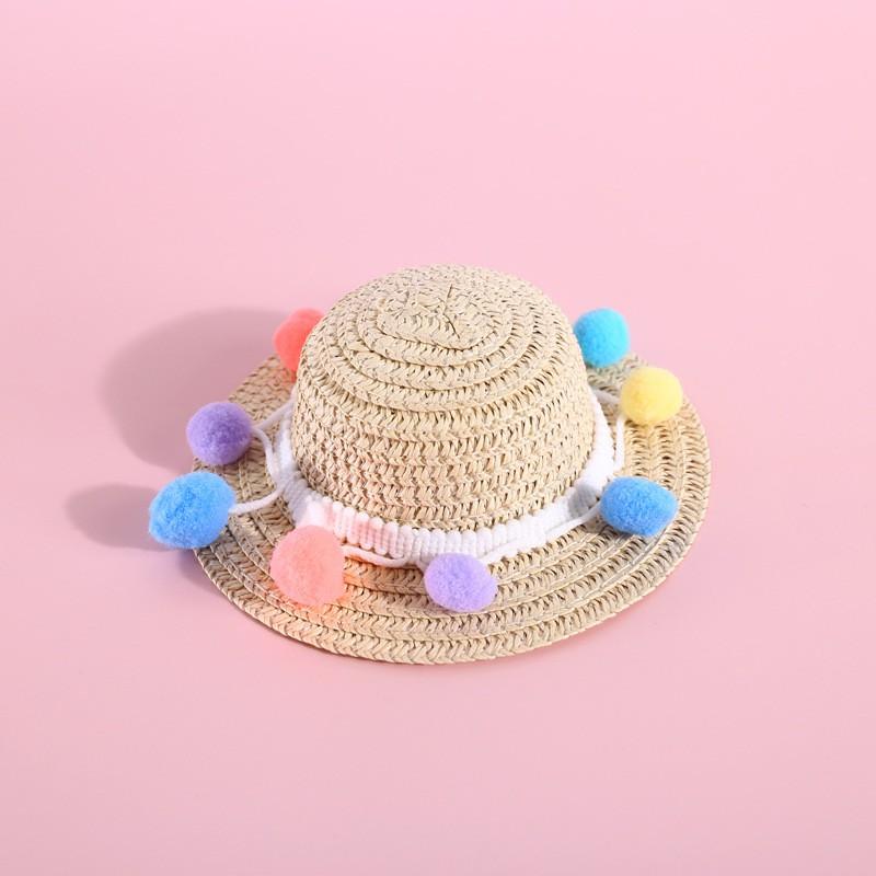 Adjustable Pet Sun Hat With Pearl Flower Lace Bow Daisy Pom Cats Dogs Fashion Accessory