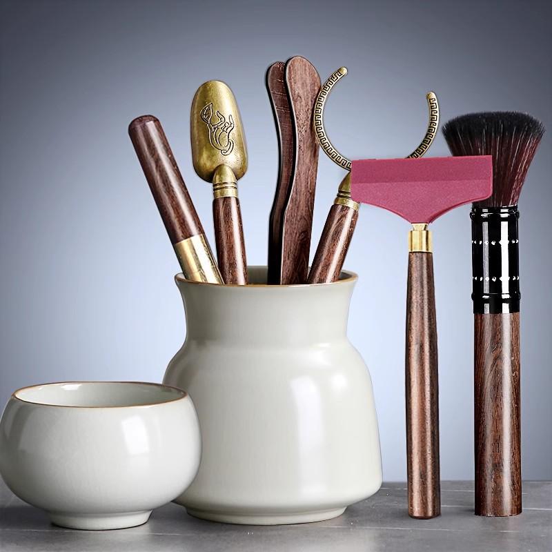 Tang Feng Tea Ceremony Six Gentlemen Set Kung Fu Tea Accories Clete Home High End Bla Ebony 6 Gentlemen Yu Kiln Tea Tube