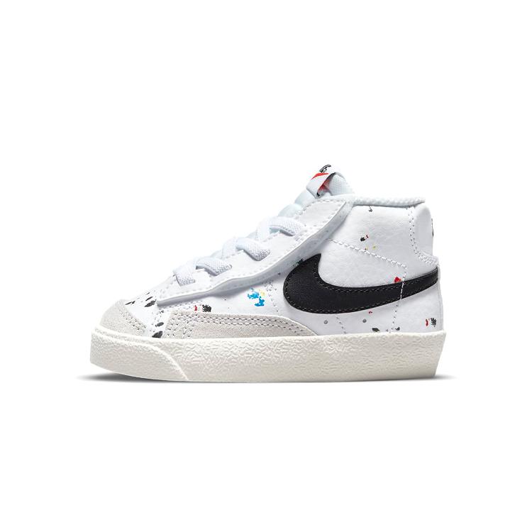 New Nike Blazer 77 BB Slip-Resistant Cushioning Wear-Resistant Mid-Top Skateboard Shoes White Black Infant And Toddler DJ2620-100
