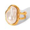 Stainless Steel Irregular Baroque Ring Fashionable Versatile Band 18K Gold Non-fading Titanium Steel Jewelry
