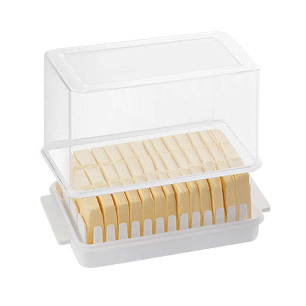 Butter Cutting Dish with Lid PP Rectangular Butter Container Accurate Cutter Box for Freezer Counter