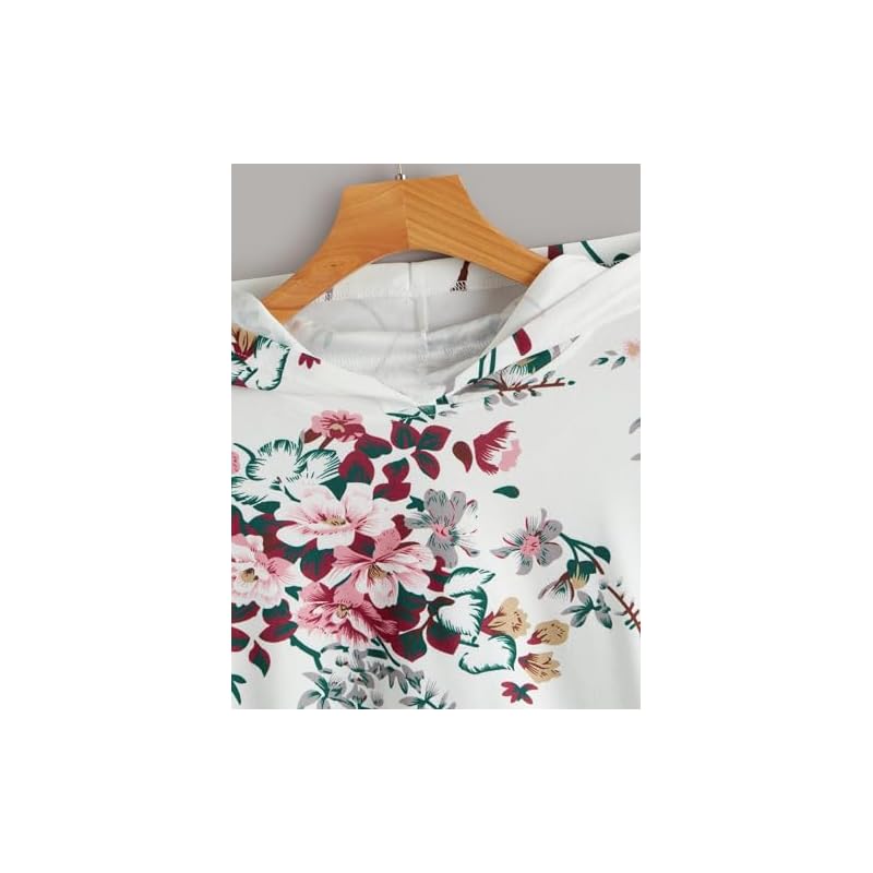 TOPLOT Women's Wool Blend Printed Hoodie with Hooded Neck & Full Sleeve (Hoodie-5132-Flower-XL)