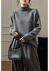 100% Pure Wool Women's High Neck Thick Raglan Sleeve Sweater - Loose Fit Base Layer Knitwear