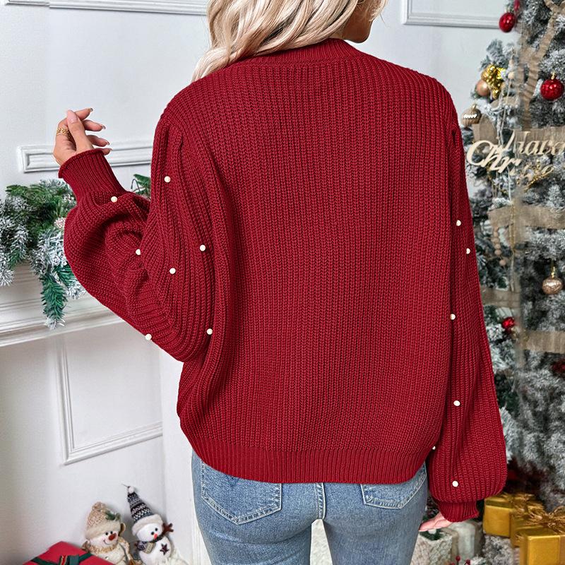 YYFS Maglioni Casual alla Moda da Donna per Autunno Inverno con Stampa Pois e Maniche Lunghe Scollo a V