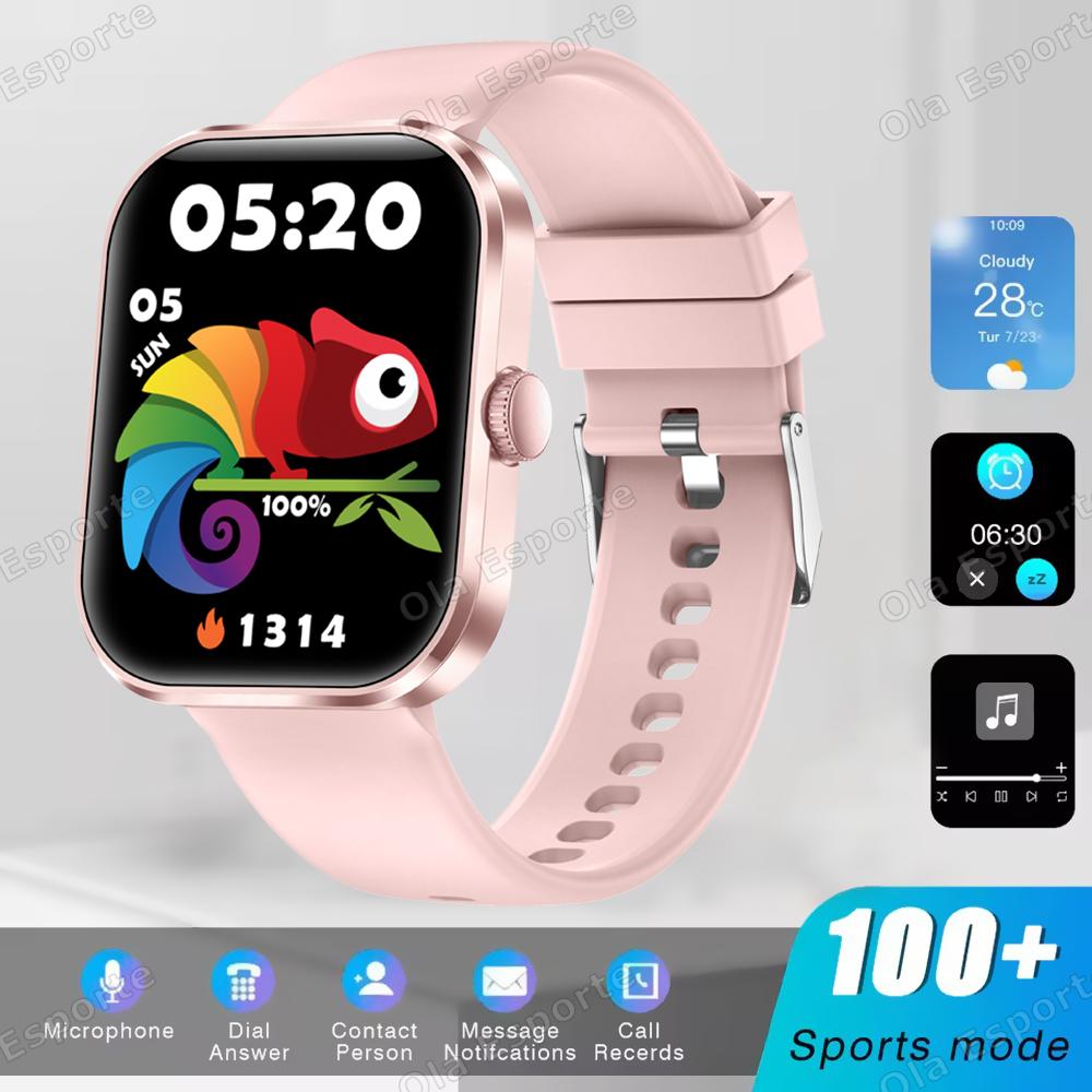 

New Smart Watch Full Touch Screen Bluetooth Call AI Voice Heart Rate Waterproof Watches Sport Bracelet Smartwatch Women Men розовый