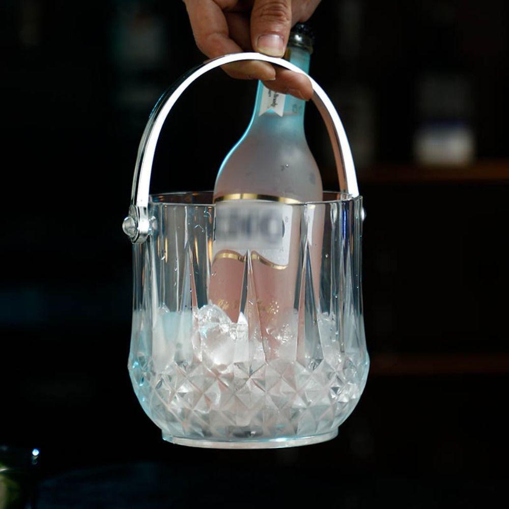 With Handle Wine Chilling Bucket Acrylic Beverage Chilling Tub Champagne Ice Bucket Party