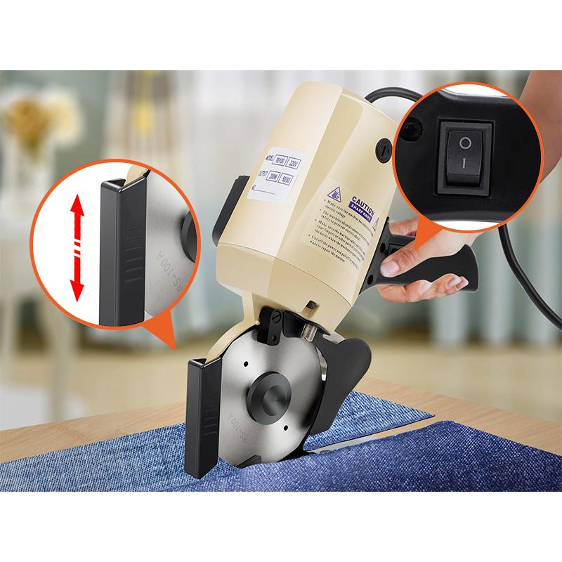 Electric Rotary Fabric Cutter,Octagonal Blade Cloth Cutter Electric Scissors with Automatic Sharpener for Multi Layer Carpet Leather
