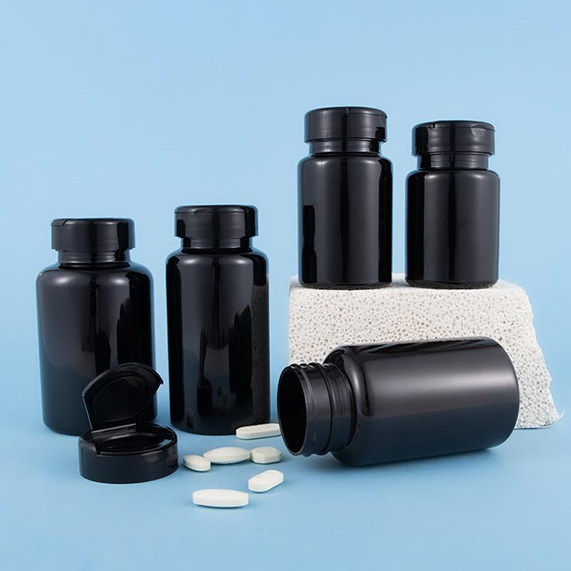 80/120/150/175Ml Health Black Light Proof Empty Medicine Capsule Powder Packet Plastic Jars Tiny Bottles Storage Mini Container