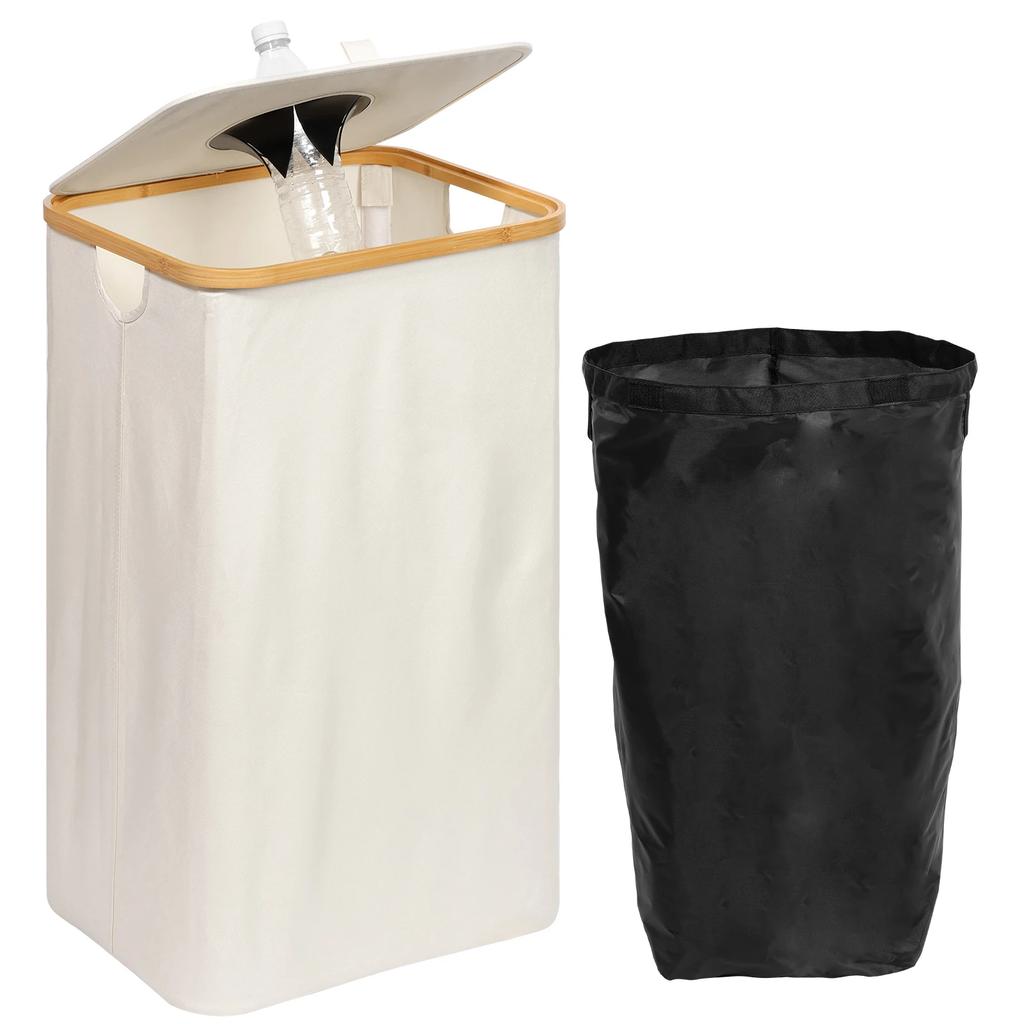 110L Home Recycling Bin Foldable Recycle Storage Container with Reusable Inner Bag For Kitchen Recycle Bottle Cans Glass Cartons