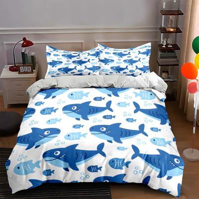 Blue Shark Pattern Bedding Duvet Cover Sets Duvet Covers Pillowcases Gifts (1 * Duvet Cover 2 * Pillowcases, Without Duvet Insert)