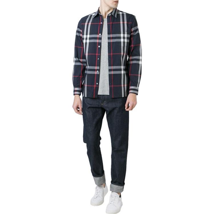 Burberry Shirts Men's Navy Blue Pointed Collar Moderate Other 40067311