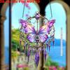 1PC Bohemian Purple Butterfly Wind Chimes, Printed Decorative Crafts, Suitable for Hanging Indoors
