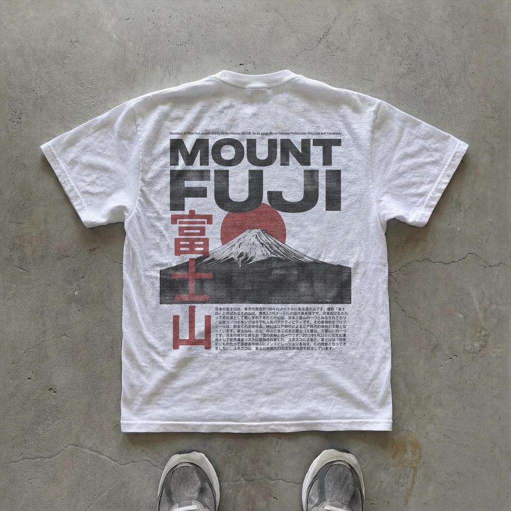 Mount Fuji T-Shirt, Japanese Graphic Tee, Vintage Y2K Fashion