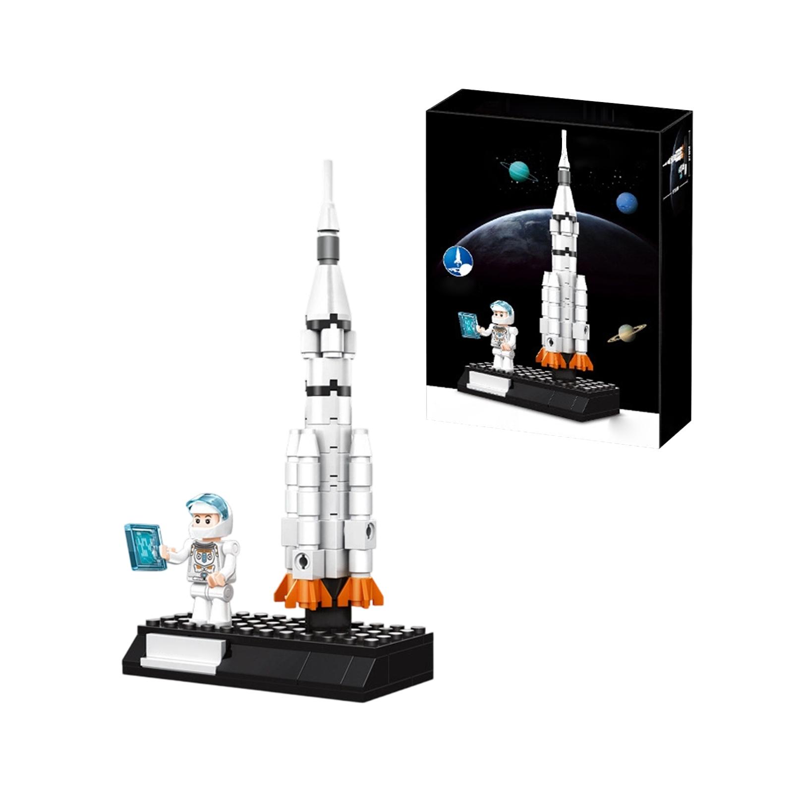 Space Shuttle Building Blocks Toy Moon Landing Rocket Satellite Miniature Construction Set with Astronaut Figure for Educational STEM Learning