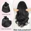 Synthetic Long Culry Hair Extension V-shaped One Piece Fluffy Invisible Hair Black Brown Hairpiece for Women