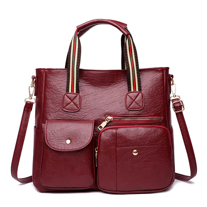 New Pu Texture Temperament Handbag Flowing Soft Leather Retro Simple Shoulder Bag Tote Bag Women