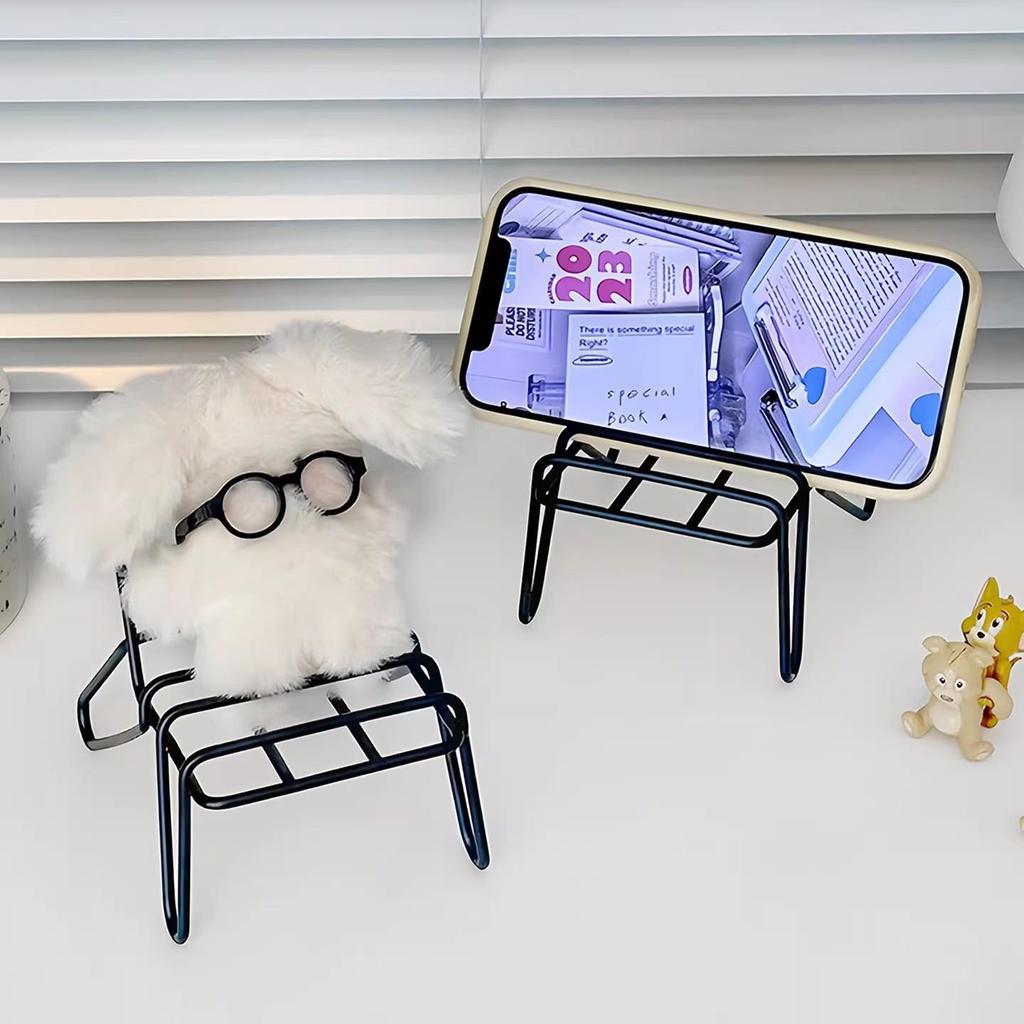 Creatieve Leuke Metalen Stoel Telefoonhouder - Draagbare Desktop Standaard