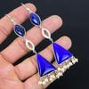 Friendship Day Sale Lapis Lazuli Gemstone Dangling September Earrings 925 Silver