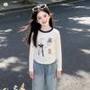 Girls' 2026 Autumn Two-Piece Set: Long-Sleeve T-Shirt & Printed Jeans