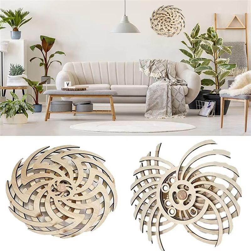 M-Modern-Handmade Retro Dynamic Sculpture Dynamic Wall Art Wooden Windmill Reverse Statue For Living Room Home Decoration Crafts