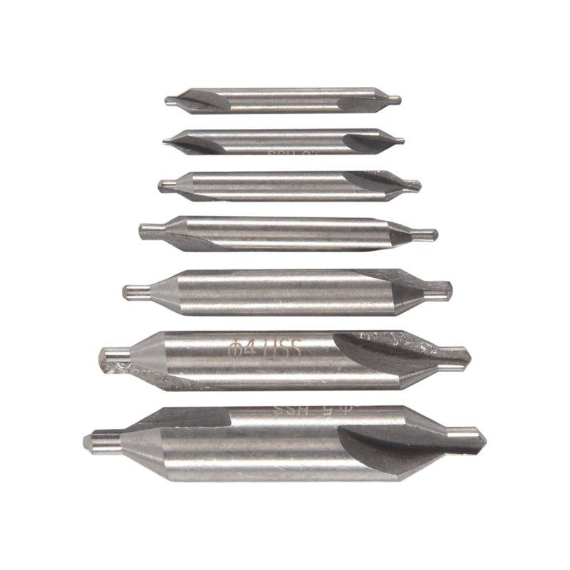 

A34R 7 Pcs Center Drill Bits Set 60-Degree Angle Center Drill Bits Kit Countersink Tools For Lathe Metalworking срібний