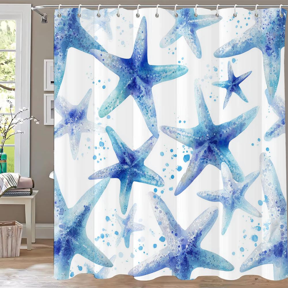 Underwater World Dolphin Turtle Shower Curtain,Ocean Animals Polyester Fabric Bathroom Curtains for Home Decoration Curtain