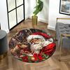 Elk Santa Claus Design Round Rug Non Slip Washable Mat For Living Room Bedroom Dining Entryway Christmas Home Decor