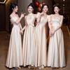 Champagne Satin Bridesmaid Dress - 2025 Autumn/Winter Collection, Versatile High-End Evening Gown for Women