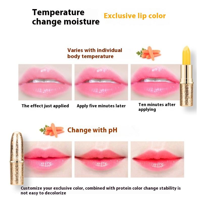 QIC Carrot Temperature-changing Lip Balm, Hydrating and Non-fading Color-changing Lipstick Moisturizing Student Lip Cream