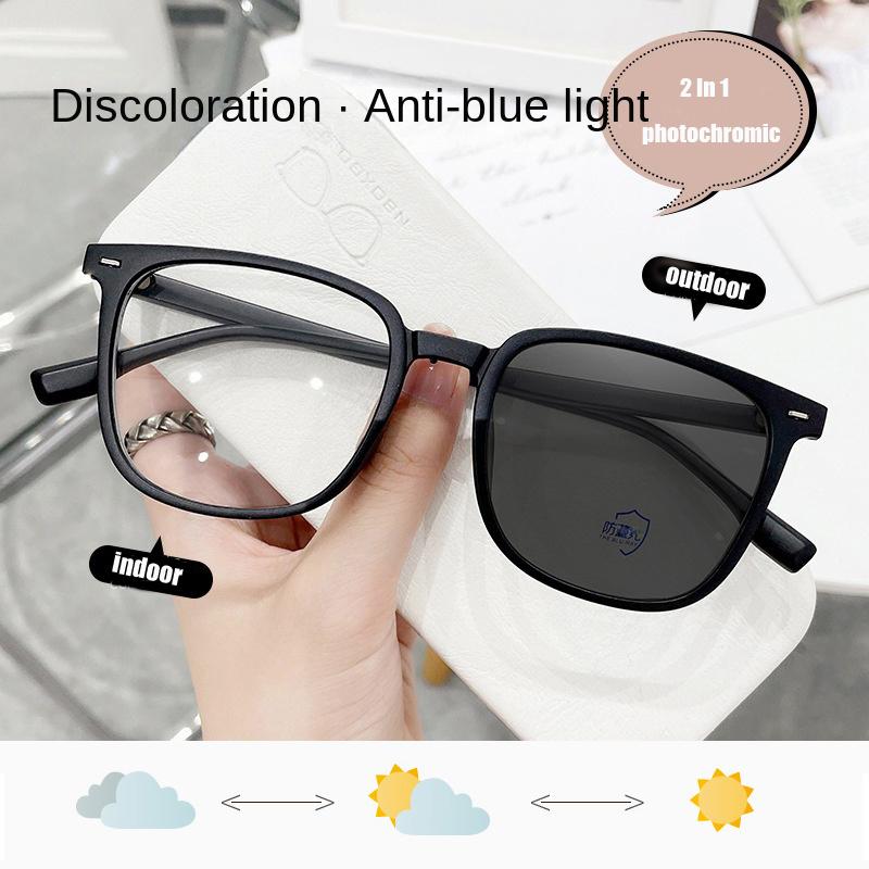 Photochromic Anti blue light Eyewear Men Women Vintage Blue Light Resistant Eyeglasses Square Glasses Frame Chameleon spectacles