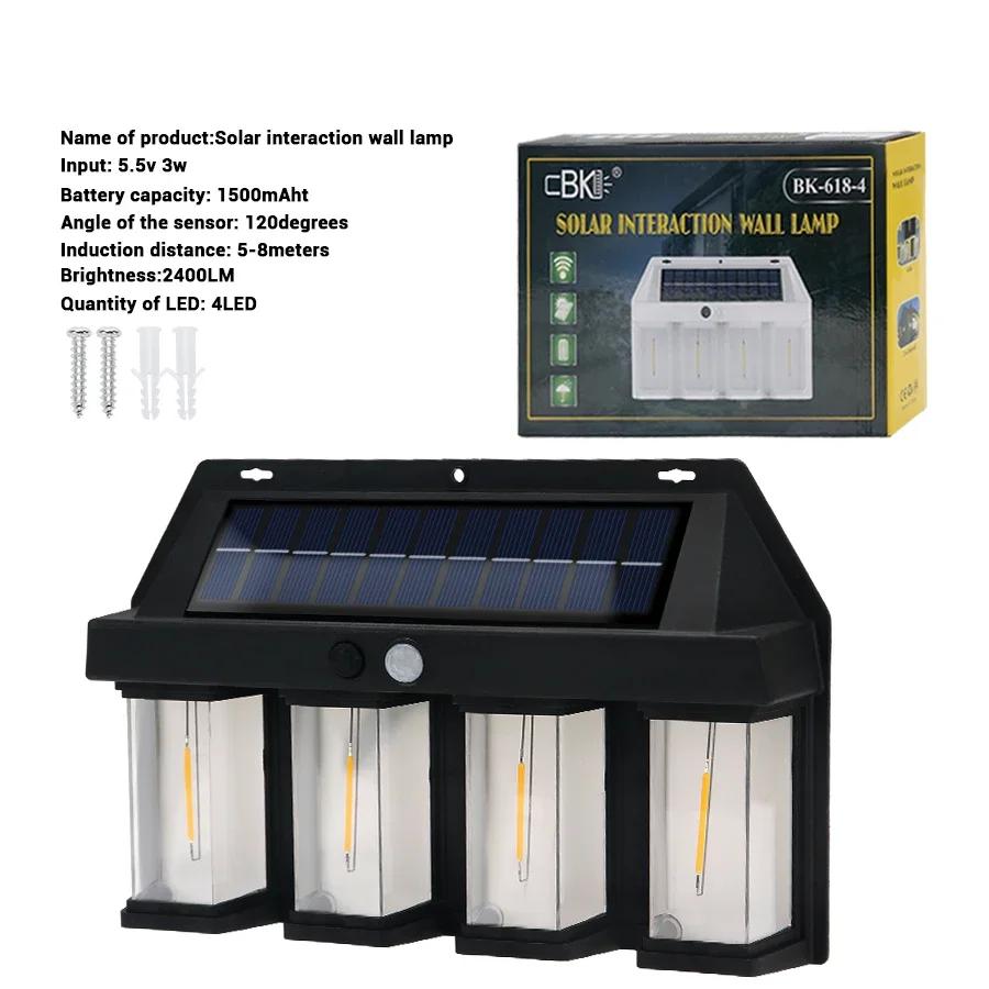 Outdoor Solar LED Wall Light, LED Sensor Light, Garden Landscape Light, Decorative Corrugated Light with Three Lighting Modes