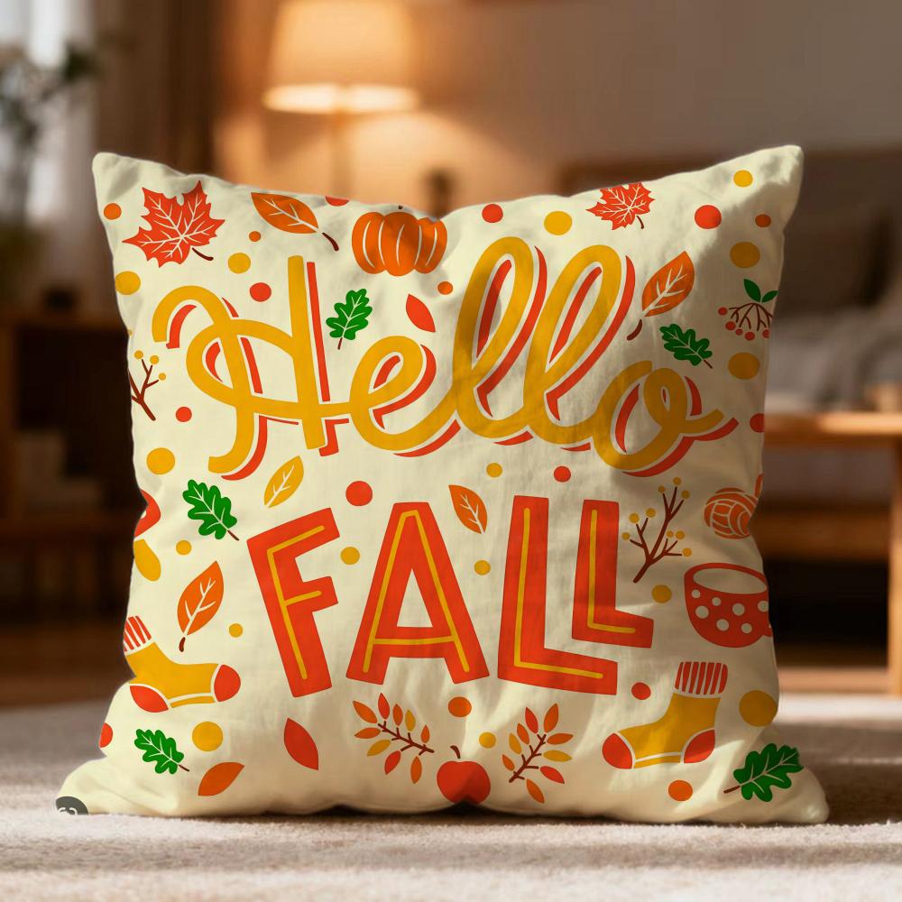 Hot Maple Leaf Vintage Print Cushion Cover Soft Washable Pillow Case Multi-Scene for Couch Bed Travel Office Use
