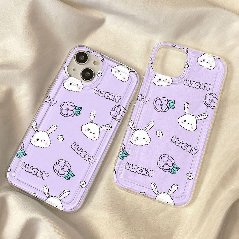 Purple Rabbit Applies To Iphone17promax Mobile Phone Case 16pro Apple 14/13 Soft Case 15 Cartoon Cute