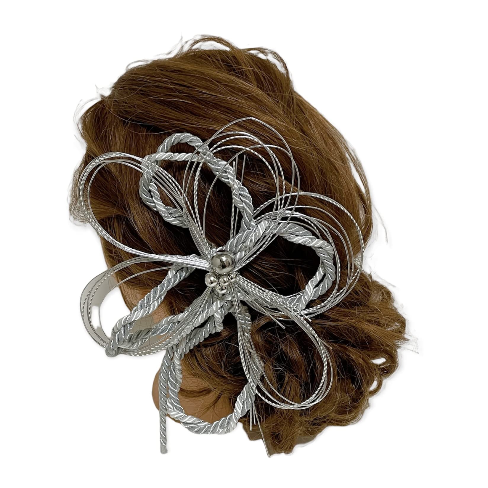 

Japanese Hair Mizuhiki White and Graduation Wedding Head Dress Ornament, Ornament, Silver, Kumihimo, Mizuhiki, Coming-of-Age Ceremony, Ceremony,