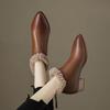 Women Ankle Snow Boots Elegant Pointed Toe Warm Short Plush Mid Heels Shoes Woman Winter New 2025 Trend Chelsea Fashion Botas