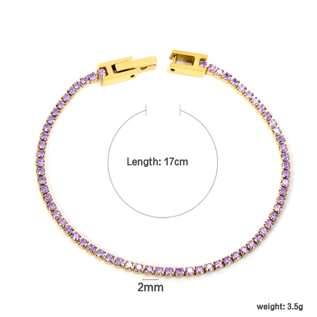 Fashion temperament zircon bracelet elegant light luxury versatile round colored diamond tennis bracelet jewelry women