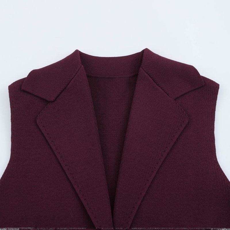 Kaslead New Arrival Women's Clothing Fashion Style Ruched Lapel Sleeveless Knitting Vest Jacket 4192023 610