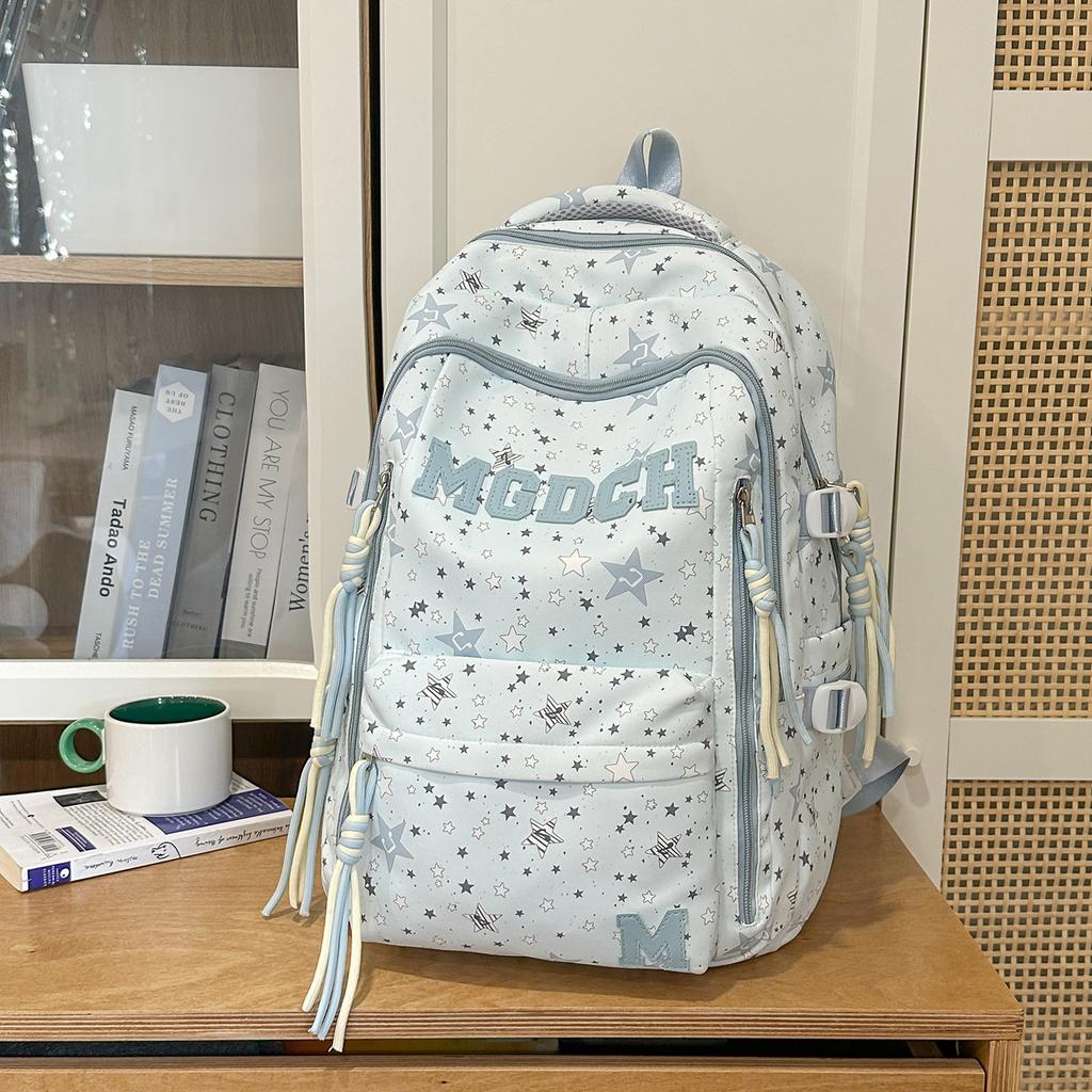 Schoolbag Korean version ins simple casual girl cute star high value printed schoolbag women's campus versatile backpack