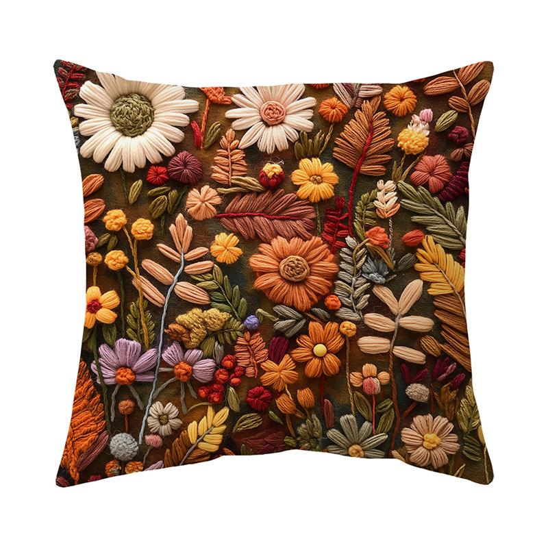 

Retro Flower Pillow Cover Bohemian Style Home Living Room Sofa Cushion Cover Cushion 45 * 45Cm (without pillow core)