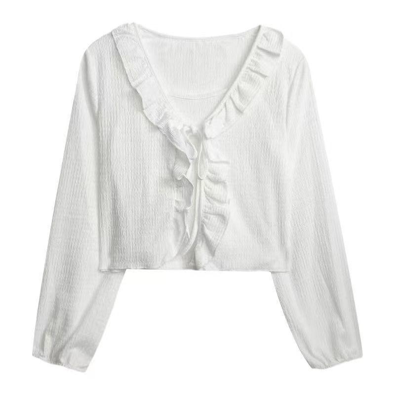 Women's French Ruffle Trim Shawl Cardigan & Camisole Set - Summer Sun Protection
