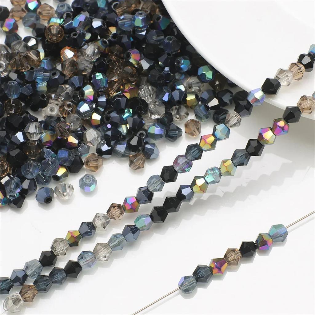 TX20 4mm 200pcs Series Irregular Color Series Faceted Glass Bead Handmade Bicone Beads Making Shiny DIY Bracelet Charm Necklace