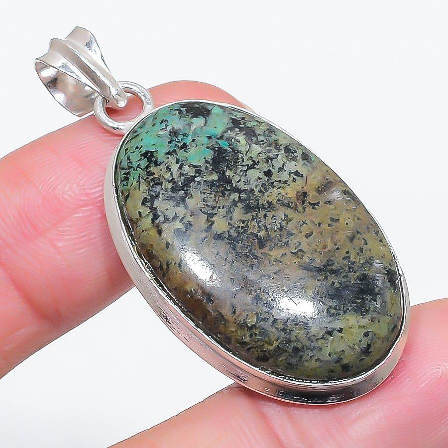 Natural Tibetan Turquoise 925 Sterling Silver Jewelry Pendant 1.93" z1b13