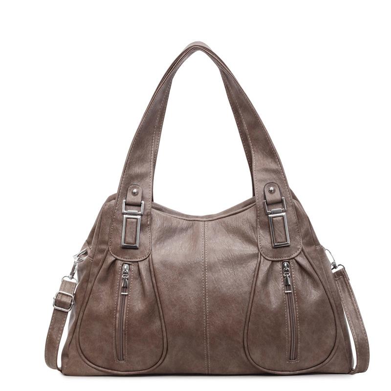 Women's Shoulder Bag Solid Color Large Capacity Travel Commuter Tote Bag