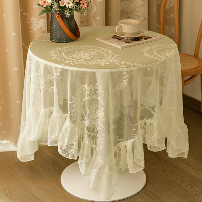 

Французская кружевная скатерть для стола Декор для столовой Романтическая вечеринка Свадебная скатерть Ins Ретро Кофейный чехол Вышивка Nappe De 70x70cm