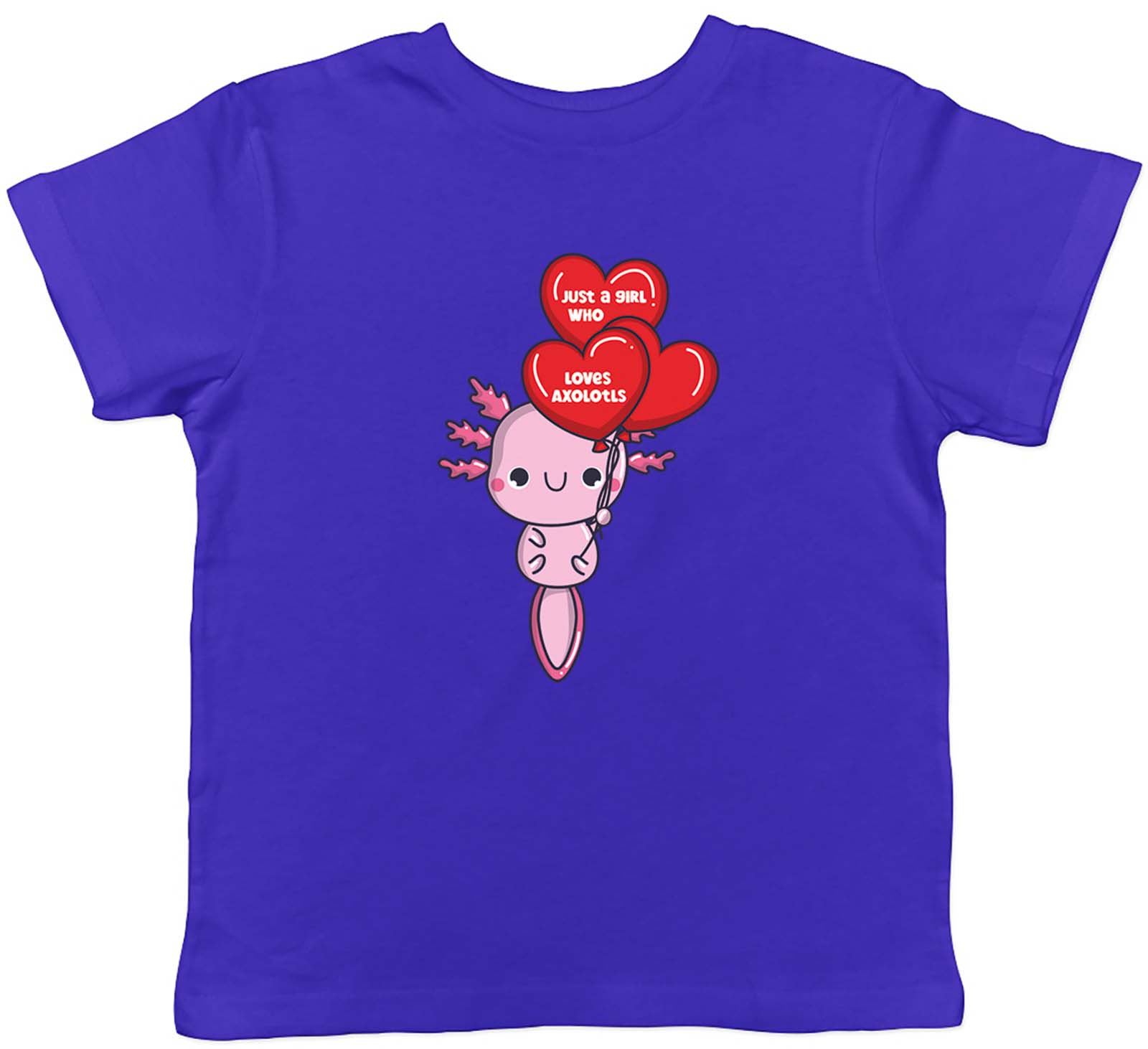 Girl Who Loves Axolotls T-Shirt Aquatic Smiling Sea Creature Children Boys Girls 100