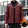 Autumn and Winter Stand-up Collar Men's Leather Jacket, Locomotive Velvet Thermal PU Leather Jacket, Leather Jacket Men