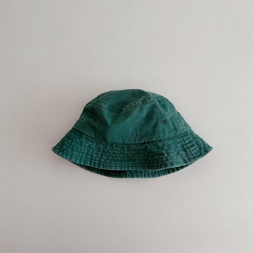 Japanese Retro Washed Solid Color Children Style Big Brim Fisherman Hat Old Cotton Baby Sunshade Sun Bucket Hat 52cm темно-зеленого