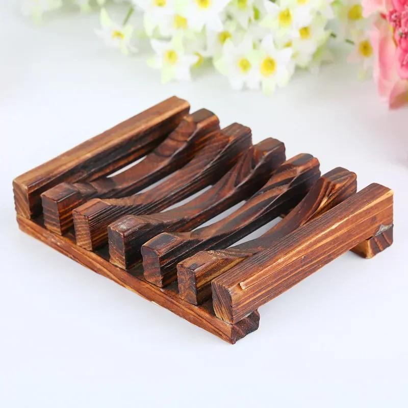 Bamboo Soap Box Household Bamboo Eco-friendly Portable Soap Dish with Handcrafted Wooden Holder & Tray for Bathroom Storage