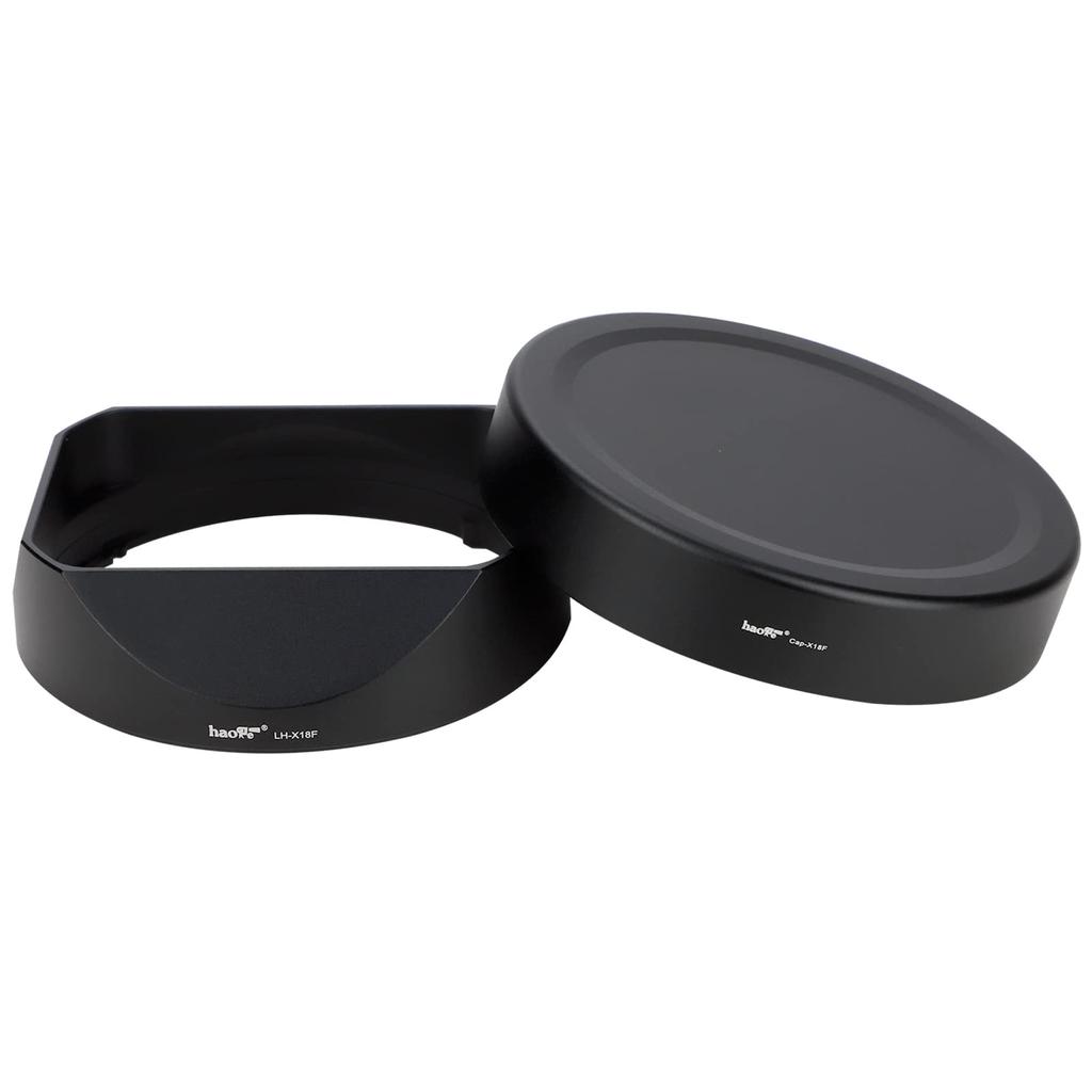 Haoge Metal Square Bayonet Lens Hood for Fujinon XF 18mm R LM WR Lens with Metal Front Cap F1.4