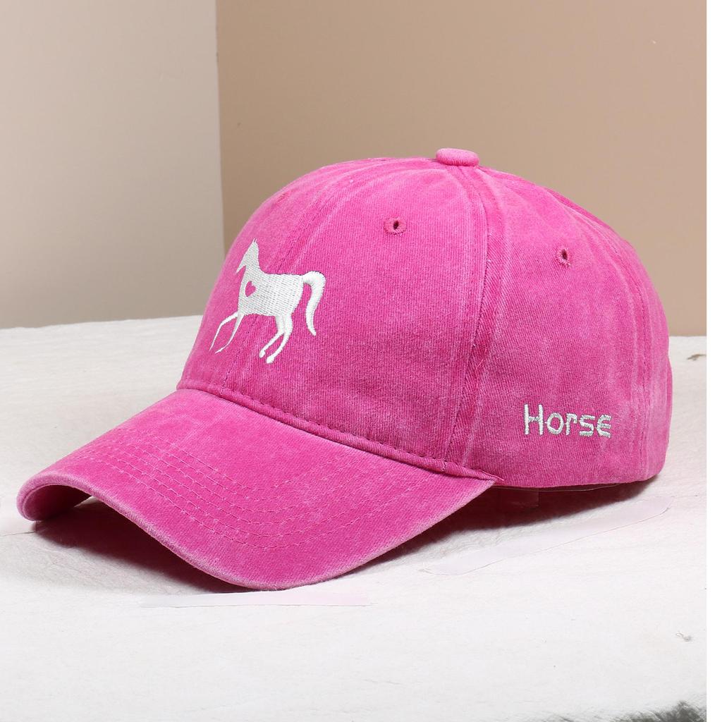 Love Horse Embroidered Cotton Baseball Cap - Casual Outdoor Sun Protection Hat